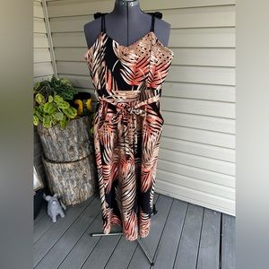Leaf print romper
